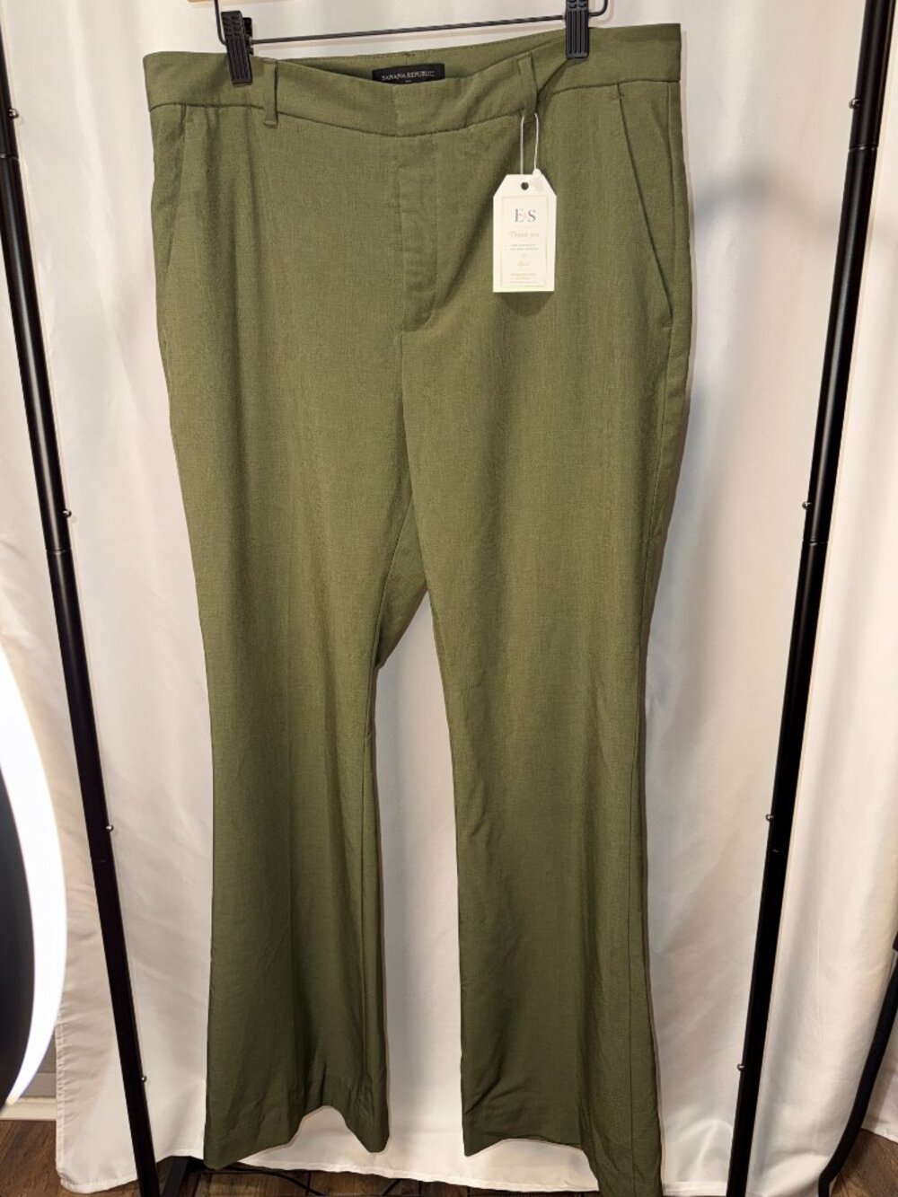 Banana Republic Women’s 12 Bootcut Dress Pants Olive Green Stretch Trousers
